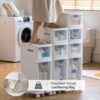 2/3/4-Tiers Bathroom Floor Storage Cabinet, White Plastic Unit Tower Narrow Storage Cabinet Organizer with Wheels for Kitchen, Bathroom, Bedroom,