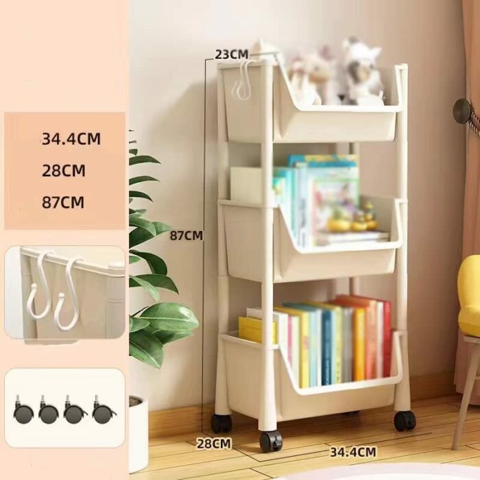 UXZDX Multifunctional mobile storage rack household kitchen trolley shelving multi-layer book toy storage rack (Color : D, Size : 34.4CM-28CM-118