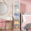 HOMCENT Bathroom Floor Storage Cabinet with Doors 5-Tiers, Multi-Use DIY Free Standing Storage Cube Shelf for Books, Toys, Clothes, Tools, Each c