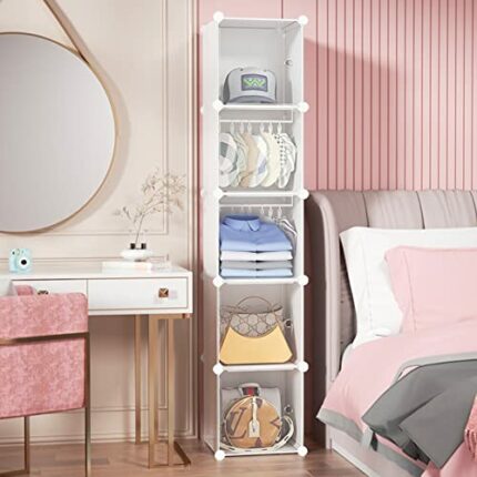 HOMCENT Bathroom Floor Storage Cabinet with Doors 5-Tiers, Multi-Use DIY Free Standing Storage Cube Shelf for Books, Toys, Clothes, Tools, Each c