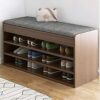 Wooden Shoe Storage Bench With Drawer,Modern Shoe Cabinet With Door,Entryway Shoe Bench With Padded Seat Cubby,D Walnut,80X24X50Cm(31X9X20Inch)