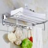XMING Stainless Steel Folding Movable Bath Towel Rack Multi-function Storage Rack, Stainless Steel Bathroom Pendant (Size:50 * 25 * 10 Cm)