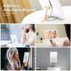Travel Mirror Makeup Mirror with Lights with 360°Adjustable Stand, Lighted Vanity Mirror with Small Round 20X Magnifying Mirror, 1500mAh Battery,