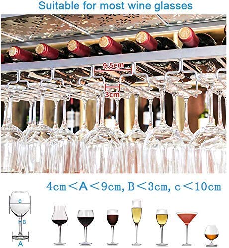 MiroDo Household Wine Shelf Cup Holder- Adjustable Height Ceiling Wine Rack Hanging Wine Bottle Holder Wine Glass Rack Goblet Stemware Racks Vint