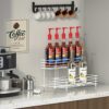 eipizx Coffee Syrup Organizer 2 Tier Syrup Bottle Holder Rack for Coffee Bar 10 Bottles White Wine Bottle Rack Coffee Syrup Stand Shelf for Syrup