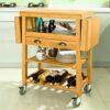 BHVXW Extendable Kitchen Trolley Cart with 2 Folding Hinged Side Boards Removable Tray