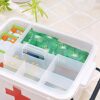 BSTCAR Medicine Storage Box, Plastic Portable Lockable Medicine Box Medicine Container Box Multi-layer First-aid Box White