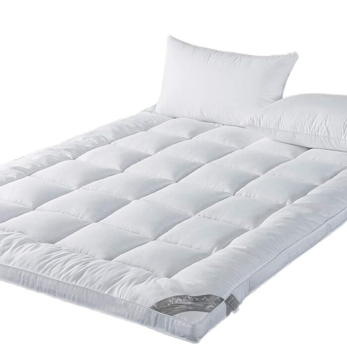 Naluka Mattress Topper Short Queen Size, Down Alternative Featherbed Microfiber Mattress Pad 2 Inch Thick Mattress Cover…