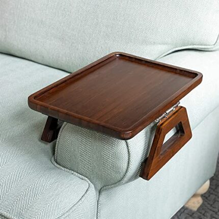 Jiakalamo Sofa Armrest Tray,Flexible Sofa Tray Table Clip on Side Table,Foldable Couch Tray Armrest Table,Wooden Side Tables for Small Spaces for