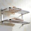 XHALERY Towel Shelf Towel Rack Bath 304 Stainless Steel Double Towel Shelves Holder 57CM Towel Row Wall Mounted Towel Rail Bar Hotel Rail Shelf S