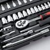Wopeite 46 Piece Socket Wrench Set 1/4 Inch Drive Ratchet Set Chrome Vanadium Tools Set Cr-V Mechanic for Car, DIY and Repair