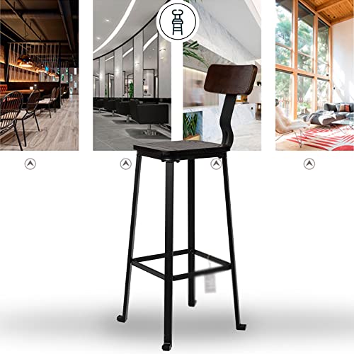 WALNUT 2pcs Counter Height Bar Stools with Backrest Industrial Vintage Barstools Tall Bar Chair for Bistro Pub Bar Patio