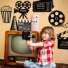 5 Pieces Movie Theater Decor Home Movie Theater Room Decor Cinema and Popcorn Wall Art Metal Movie Reel Wall Sign Home Theater Action Sign Cinema
