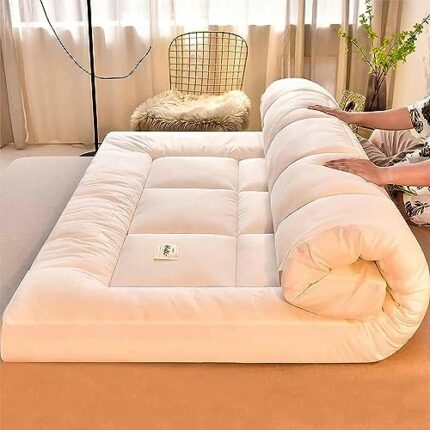 Thick Futon Mattress Topper, Portable Mattress Single Futons Tatami Roll Mat Foldable Mattress, Soft Tatami Quilted Sleeping Pad Camping, Breatha