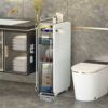 Bathroom Storage Cabinet for Small Space and Corner, Free Standing Toilet Paper Organizer with Drawer and Top Slot, White