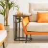 IBUYKE C Shaped End Table, Side Table for Sofa and Bed, Beside Desk for Living Room, Rustic Brown TMJ406H