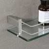 SAYAYO Tempered Glass Shelf Bathroom Shelf with Rail Wall Mounted 24 Inches, SUS304 Stainless Steel Brushed Finished, EGC1000-60-LS