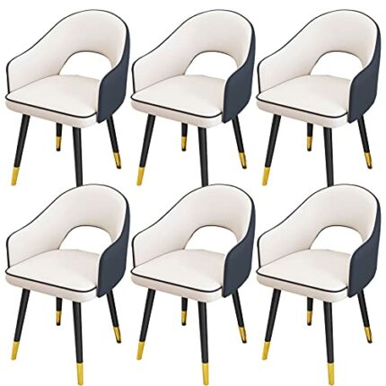 Kitchen Dining Room Furniture Chairs Dining Chairs Set Of 6,Water Proof Leather Kitchen Chairs with Carbon Steel Legs,Modern High Back Padded Sof