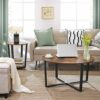 VASAGLE Side Table, Industrial Coffee Table, Round Sofa Table With Steel Frame, for Living Room, Bedroom, Stable and Simple Construction, Rustic