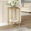 Premier Housewares Rubberwood Rectangle Console Table with Shelves Console Table Narrow Vintage Hall Table Telephone Table 62 X 36 X 29 Cm, Natur