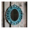 SDFGH Oval Handmade Wall Hanging Hollow out Antique Blue Classic Framed