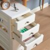 BAKAJI Low Space Saving Chest with 6 Drawers Storage Shelves, White Polypropylene Trolley with 4 Wheels and Sturdy Structure, Multipurpose Organi