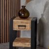 Harbour Lamp Sofa Side Table With Drawer for Living Room, Hallway, Bedroom - Handcrafted Reclaimed Wood Small Bedside Table with Shelf - Fully As