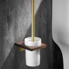 VERDDE Solid Wood Walnut Towel Rack Bathroom Towel Rack Bathroom Shelf Brushed Gold Bathroom Hanging Rod Wall Hanging Set