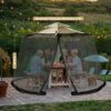 COSTWAY 2.5-4M(8-13FT) Patio Umbrella Mosquito Netting, Outdoor Offset Parasol Table Screen with Double Zippers and PVC Water Tubes at Base, Adju