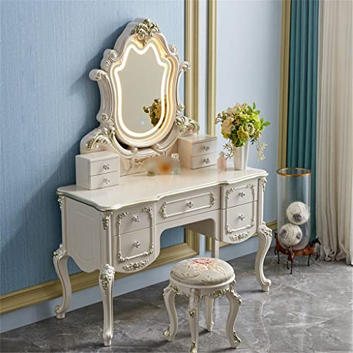 maozi Dressing Table Bedroom Vanity Table with Light Vanity Table Pearl White