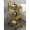 THYKL Scandinavian Iron Shelves Bedroom Kitchen Metal Removable Bathroom Storage Rack With Wheels Trolley