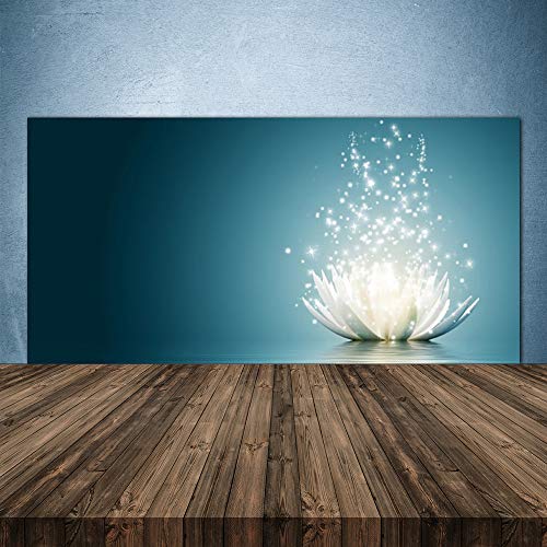 Tulup Glass Splashback for Kitchen - 55.1 in x 27.6 in / 140x70 cm - Cooker Wall Protection Tempered Glass - Lotus Blossom Flower Floral