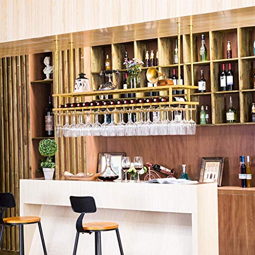 EYLINK Wine Racks,Household Wine Shelf Cup Holder- Adjustable Height Ceiling Wine Rack Hanging Wine Bottle Holder Wine Glass Rack Goblet Stemware