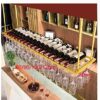 SUCHETA Hanging Wine Rack with Glass Holder and Shelf, Wine Glass Holder Upside Down Wine Rack，Bar Hanging Glass Rack, Golden Wine Glass Rack, Wi