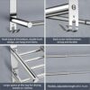 BIGLUFU Towel Rail Wall Mounted, 3-Tier Towel Holder with Hooks, Bath Self Adhesive Towel Rack Stainless Steel Towel Shelf Bar for Bathroom Kitch