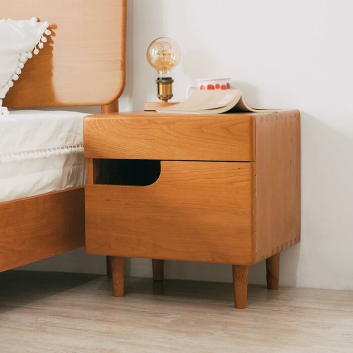 MFCHY Nightstand Cherry Wood Drawers For Bedside Lockers Small Bedroom Furniture