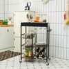 ZCMEB Serving Cart Metal Frame Rolling 4-Tier Kitchen Bar Cart Rolling Wine Rack Removable Tray Basket