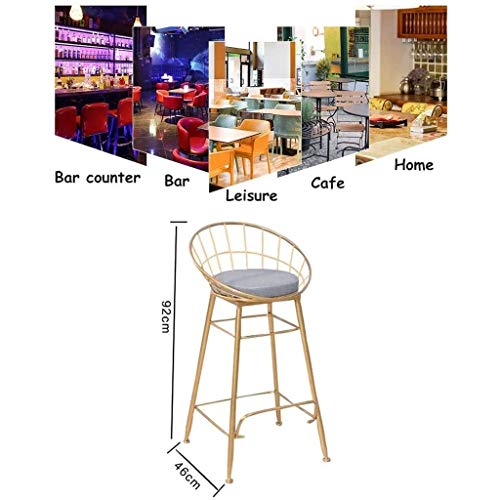 DINGZZ Bar Stool chairs High Chair Simple Wrought Iron Bar Chair Gold Stool Dining Chair Nordic Pub Accessories Leisure