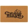 Carvapet Artificial Coir Doormat with Non-Slip Backing for Indoor and Outdoor 17 x 30 inch Front Door Welcome Mat Floral Doormat, Lavender