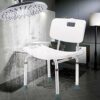 Bath Stools,Shower Stool Bathroom Seat Bath Chair Aluminum with Backrest Adjustable Height Non-Slip Elderly Disabled