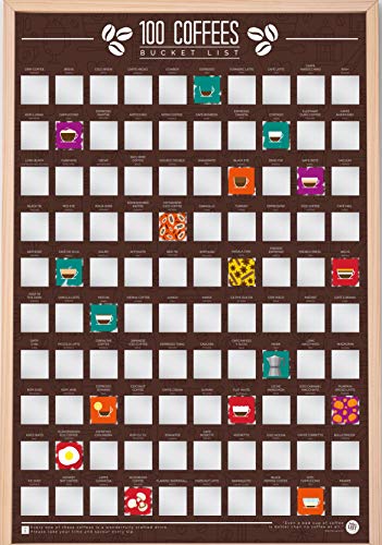 Gift Republic 100 Coffees Bucket List Scratch Poster, 42 x 60cm