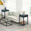 Ecoprsio Nightstand Set of 2 Modern End Table Side Table with Drawer and Storage Shelf Wood Night Stand Dark Blue Bedside Table for Bedroom, Livi