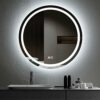 Bathroom mirror LED Round Frameless Wall-Mounted Smart Mirror Simple Vanity Mirror White Light High-Definition Explosion-Proof Silver Mirror with