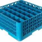 Carlisle RG36-314 OptiClean 36-Compartment Glass Rack w/ 3 Extenders, Polypropylene, 20.88" Length, 20.88" Width, 8.72" Height, Blue (Case of 2)