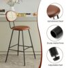 Farini Bar Stools Set of 4, Handwoven Rattan Back Industrial Modern Counter Height Dining Chairs with Faux Leather Seats