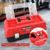 Tool Box 17-Inch, MAXPOWER Lightweight Cantilever Tool Box Organiser Plastic Storage Folding Toolbox with Three-Layer Cantilever Tray and Divider