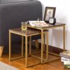 ASPECT Regis Set of 2 Nesting Side Table (Walnut/Gold, 40x40x45(H) cm)