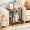 MAHANCRIS End Table, Side Table with Storage Shelf, Nightstand for Small Spaces, Industrial Bedside Table, Steel Frame, sofa side table for Livin