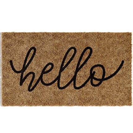 Barnyard Designs ‘Hello’ Doormat, Indoor/Outdoor Non-Slip Rug, Front Door Welcome Mat for Outside Porch Entrance, Home Entryway Farmhouse Decor,