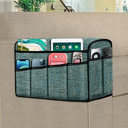 Joywell Armrest Covers with 8 Pockets for Sofa Couch, Faux Linen Armchair Caddy Arm Chair Organiser for Remote Control, Phone, iPad, Recliner Arm